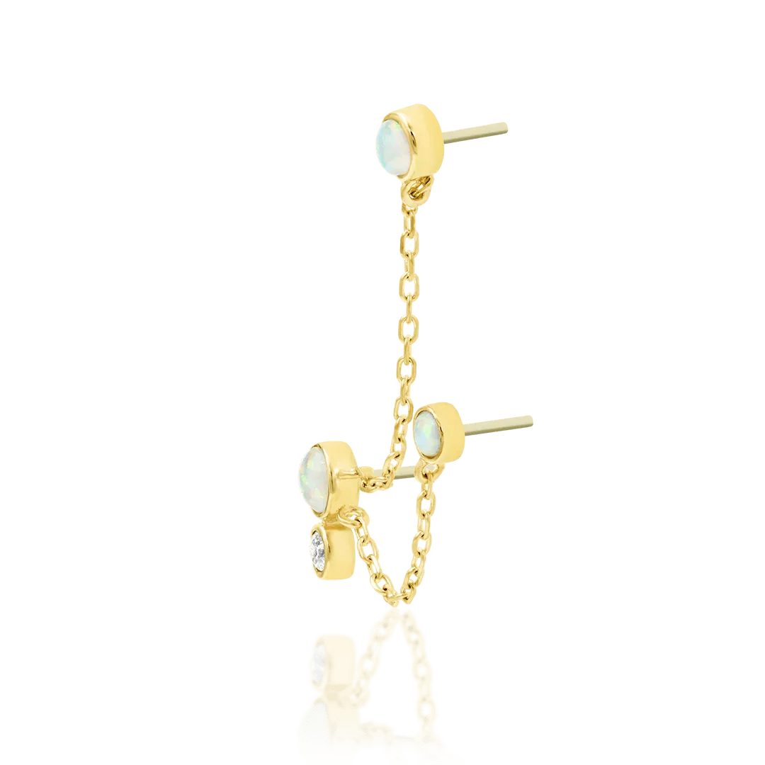 Piercing-zone - Wholesale Single Earring - Mei Chains – 14K Gold, Opal & CZ Threadless End3