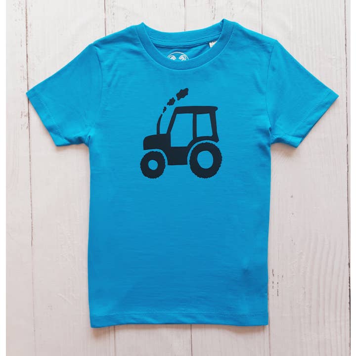 Tractor kids t shirt blue for wholesale by Imo Imo Baby