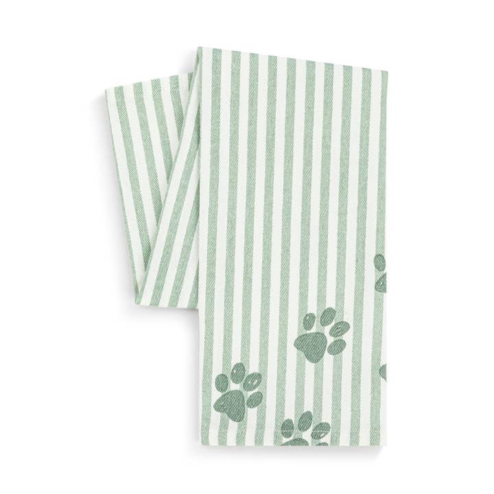 DEMDACO - Wholesale Dishcloth - Paw Print Stripe Cotton Twill Kitchen Towel - 17x28in