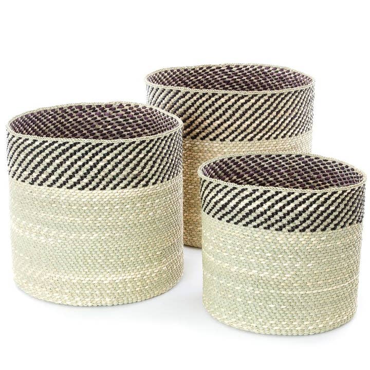 Swahili | AFRICAN MODERN - Vente Paniers - Panier Iringa Kupanda Noir et Naturel - Grand1