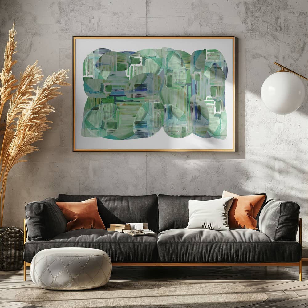 Ready2hangart, Inc. - Wholesale Art Print - "Green Abstract1" Framed Print Wall Art1