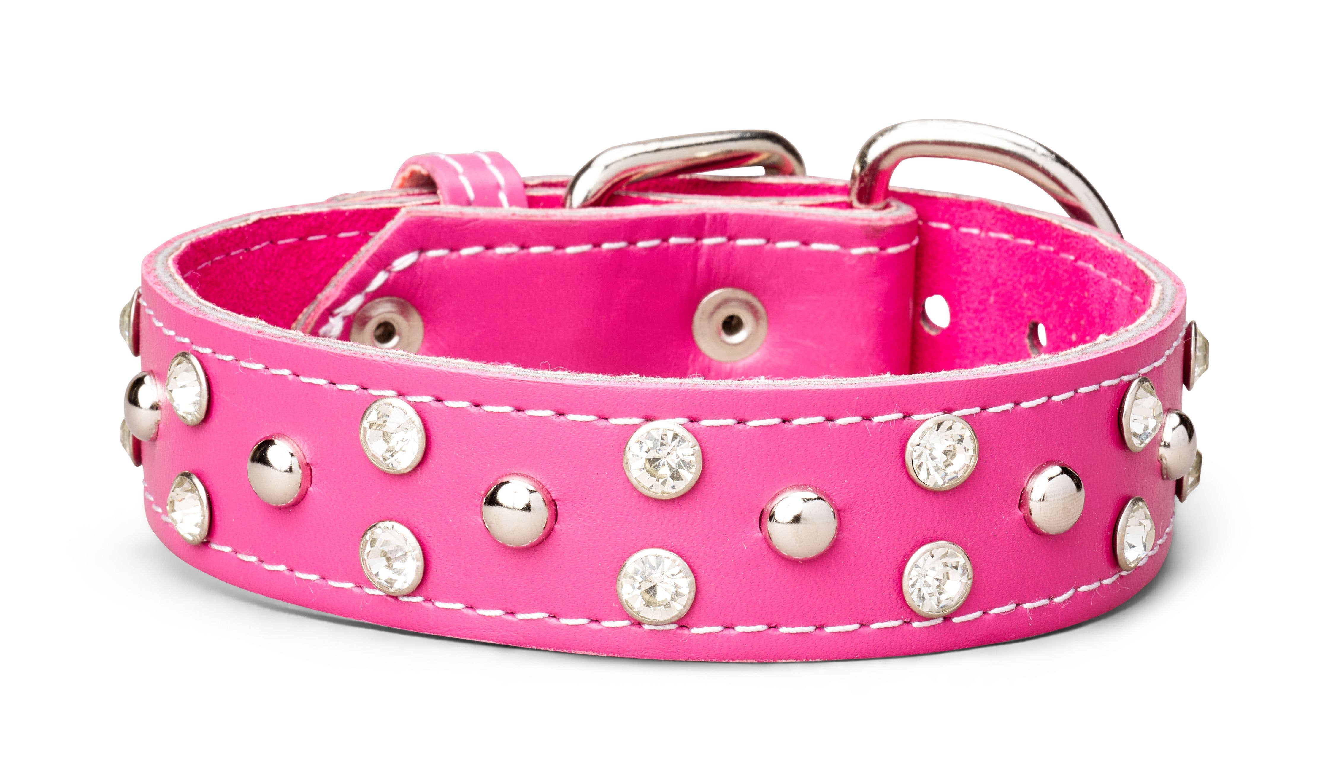 TOP DOG BRAND INC - Venta al por mayor Collar - Perros - Collar de cuero de 1 3/8 pulgadas con diamantes de imitación transparentes y tachuelas4