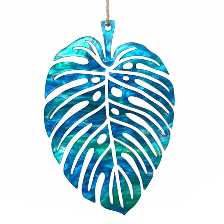 Art by Sharell - Vente Objets de décoration - Ornement acrylique marbré en forme de feuille de Monstera