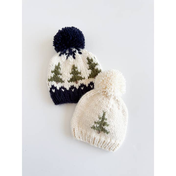 Figgy Friends - Wholesale Beanie - Kids - Tree Hat Navy Baby Kid Pom Beanie Fall Winter Matching