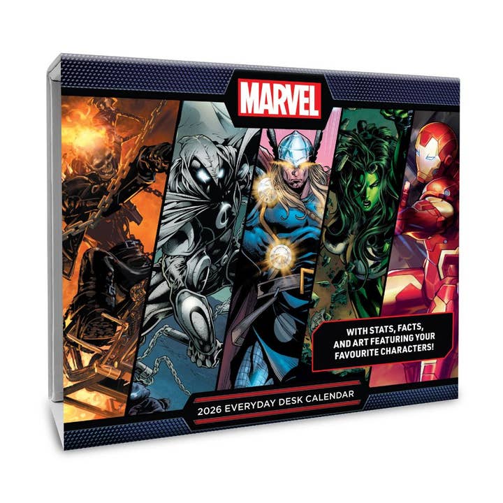 MARVEL 2026 DESK BLOCK CALENDAR for wholesale by Danilo Promotions Ltd