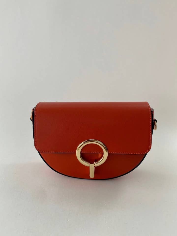 Lulu Orange Leather Crossbody Bag for wholesale by momo bags