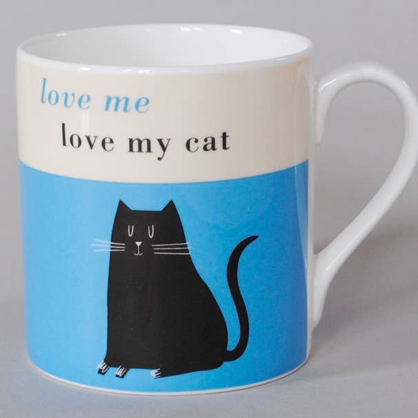 Tasse Happiness Black Cat Bone China Turquoise pour la vente par Repeat Repeat