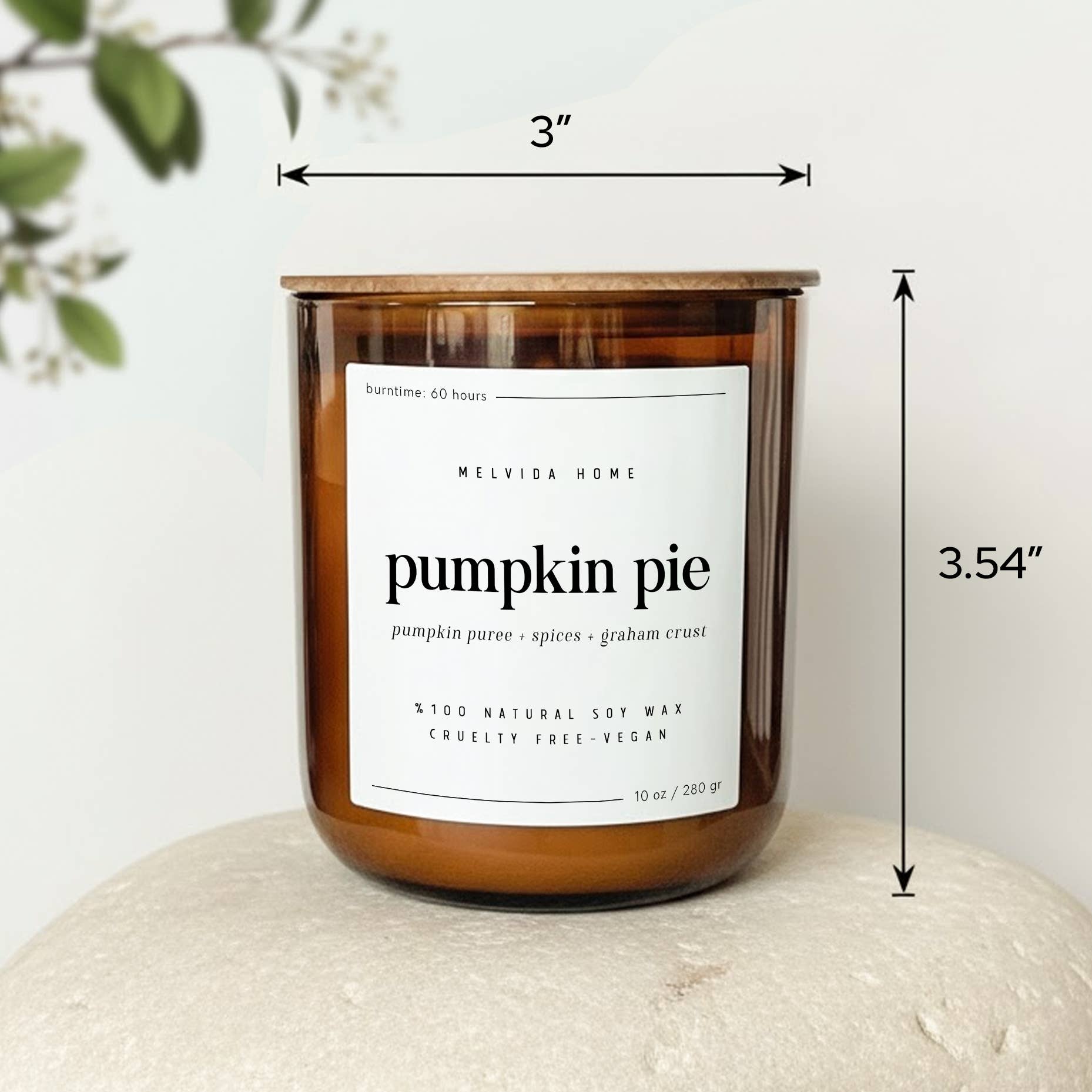 Melvida Home – wholesale Jar/filled candle – Pumpkin Pie - 10 oz Amber Glass Soy Candle - Home Decor Gift2