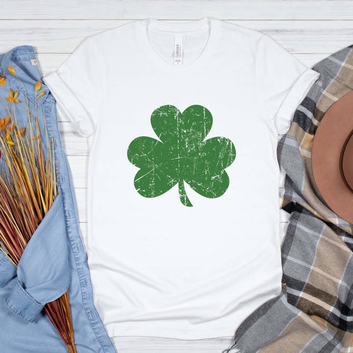 Distressed Shamrock St. Patrick’s Day T-Shirt for wholesale by Daily Prints