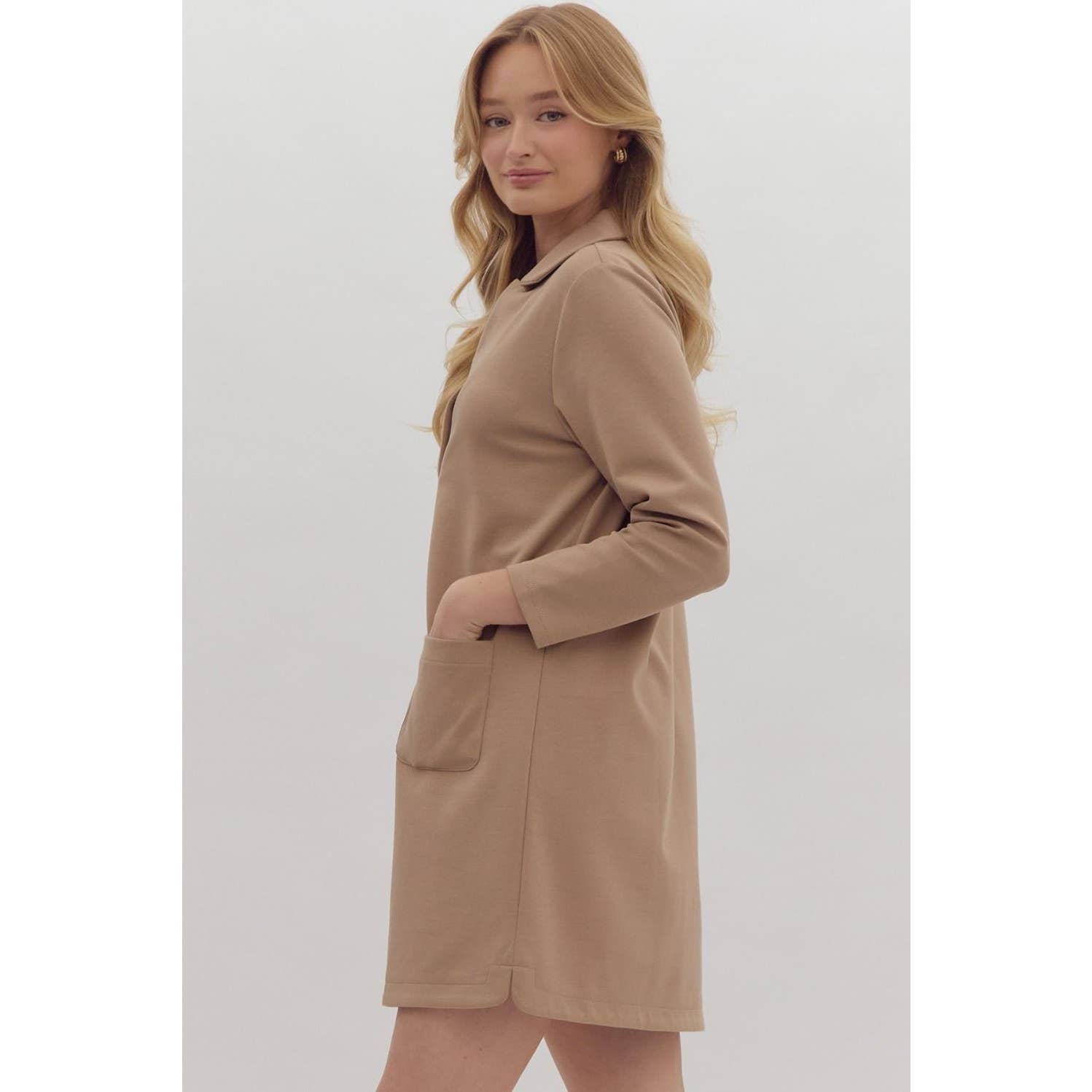 STYLE USA – Engroshandel Kjole - Dame – Massiv minikjole med v-hals krave7