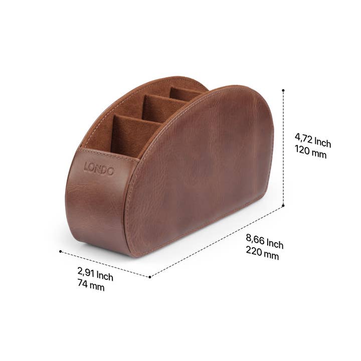 Londo - Wholesale Desk Organizer - Londo Remote Control Holder with 5 Pockets, Store DVD, Blu-Ray, TV, Roku or Apple TV Remotes, Italian Top Grain Leather with Suede Lining33