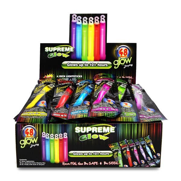 Windy City Novelties - Wholesale Party Favor - Assorted 6" Glow Sticks – 48 Count Retail Counter Display3