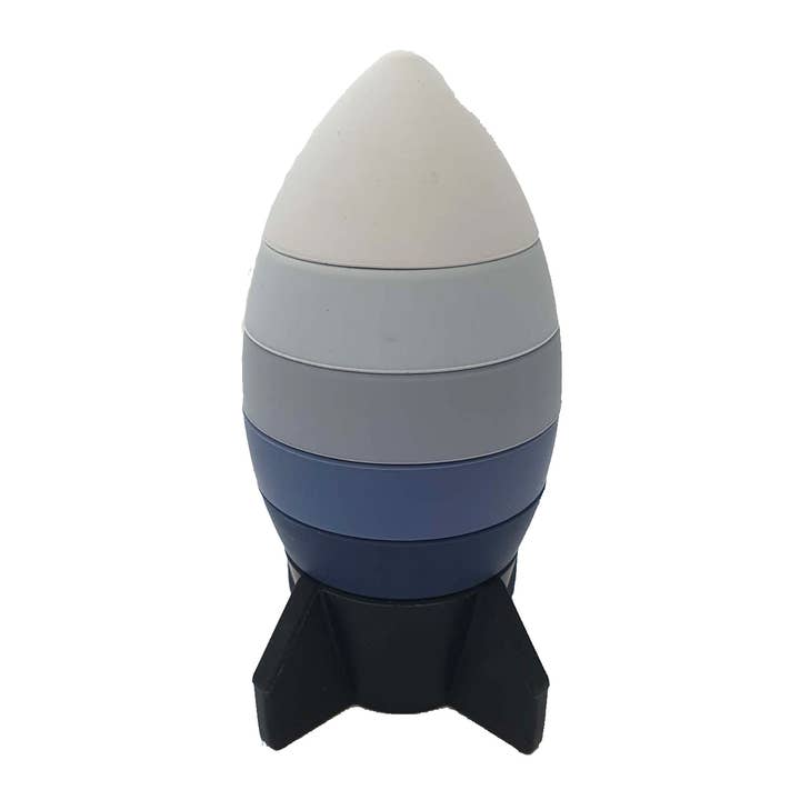 Silicone Stacking Toy Rocket Blue for wholesale by Summerville organic