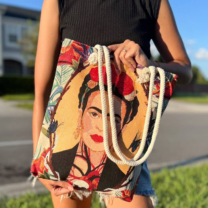 Umays Boho – wholesale Tote bag – Women's – Frida Kahlo Design Tote Bag from Woven Fabric
