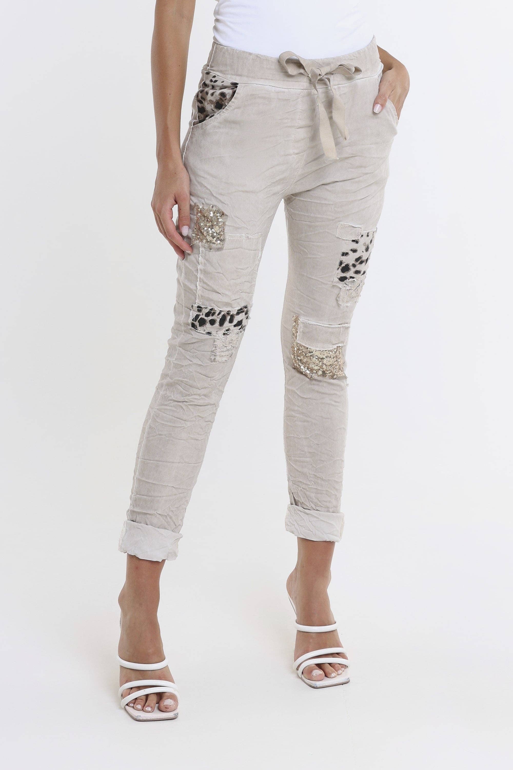 TINA Stephens Italy/Tees By Tina – Engroshandel Bukser - Dame – Kelly Leopard pailletbukser med pailletter (PL192L)5