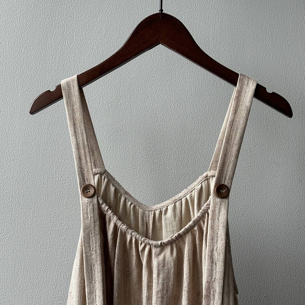 beige Slouchy overalls with 4% linen blend for wholesale on Faire1