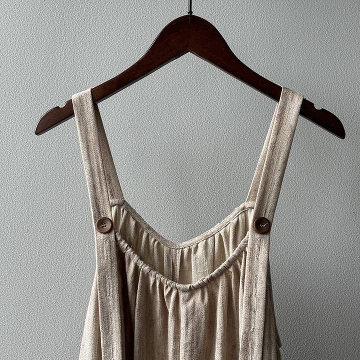 beige Slouchy overalls with 4% linen blend for wholesale on Faire1