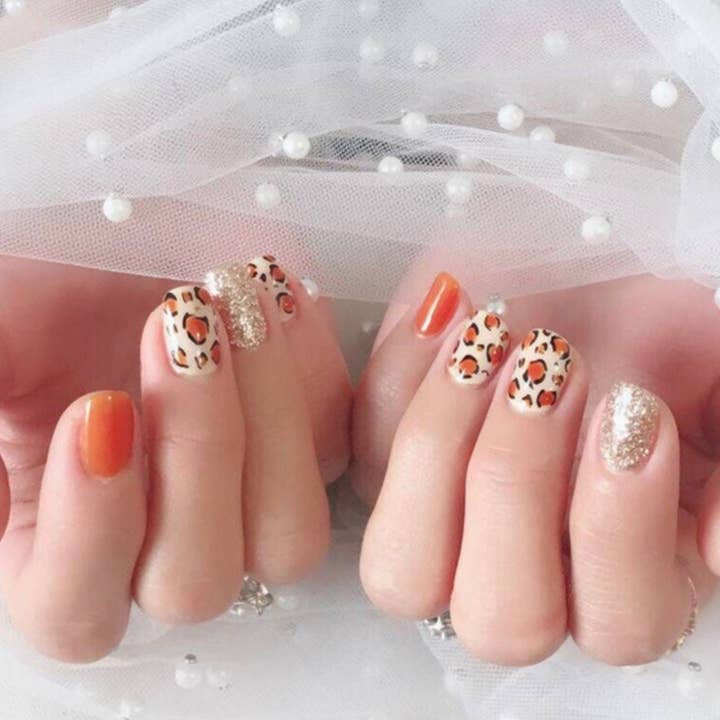 ClebleNails – wholesale Nail art/decal – Cheetah Nail Wraps / Leopard Nail Polish Strips / Glitter Nail Stickers / Korean Nail Wraps / Orange Gold Animal Nail Wraps Free Shipping US