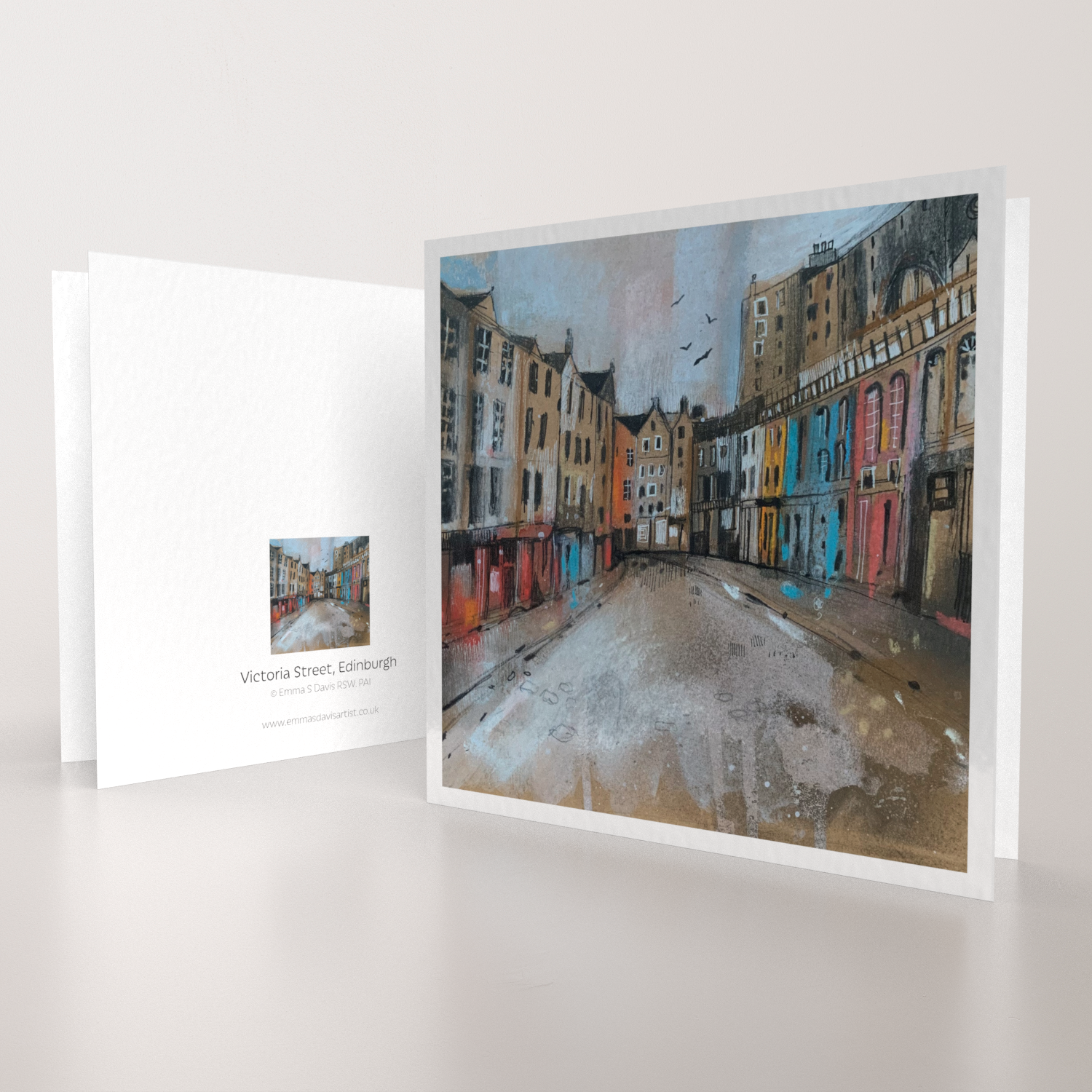 Emma S Davis Artist - Wholesale Everyday Greeting Card - 'Victoria Street, Edinburgh'- Art Greeting Card0