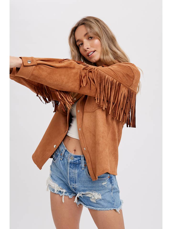 Bluivy - Wholesale Shirt Jacket/Shacket - Women's - VEGAN SUEDE FRINGED SHACKET18