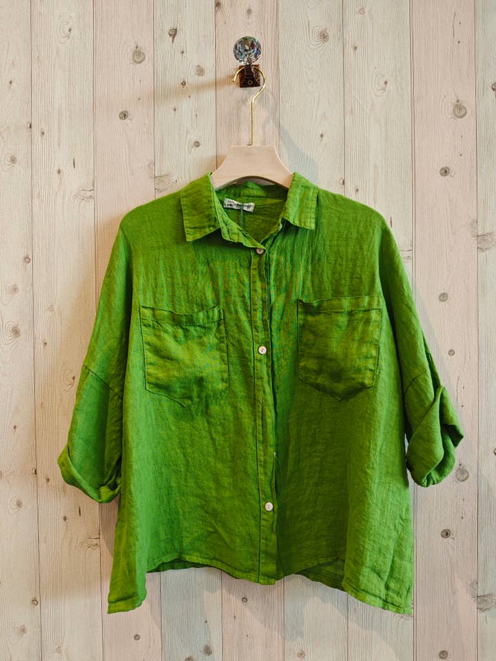 Linen & More - Wholesale Button Down Shirt - Women's - REF 8103 TWO-POCKET T-SHIRT 100% LINEN
