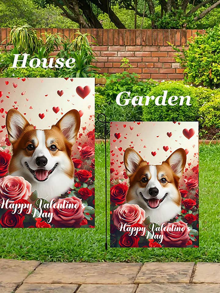 Corgi Cardigan Red/White - Valentine House Flag for wholesale by Best of Breed Products