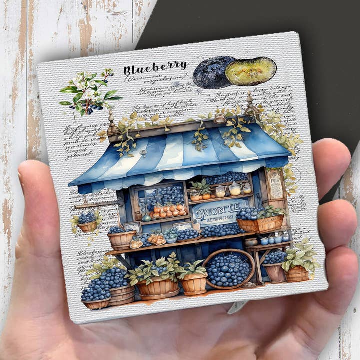 Imán de nevera del mercado de frutas vintage de arándanos para venta al por mayor de Avery Lane Gifts