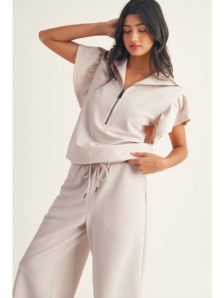 Little Daisy Closet - Wholesale Top & Pant Set (NOT Loungewear) - Women's - LDC Textured Ruffled Sleeve Top and Wide Leg Pants Set5