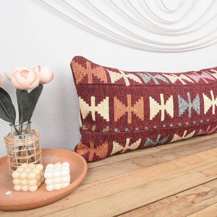 Housse de Coussin Lombaire Vintage Kilim Turc 16x42 pour la vente par Kilim Pillow Decors