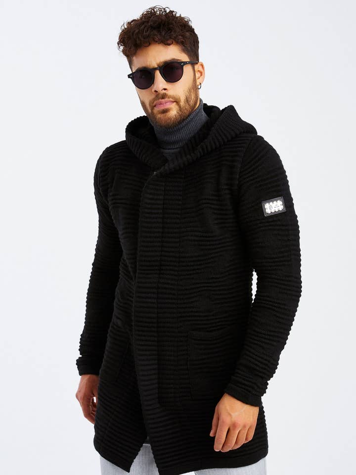 Men's Knit Cardigan with Hood LN-7180 for wholesale by Leif Nelson GmbH