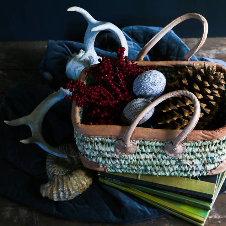 Medina - Wholesale Basket - Open Weave Basket with Leather Trim