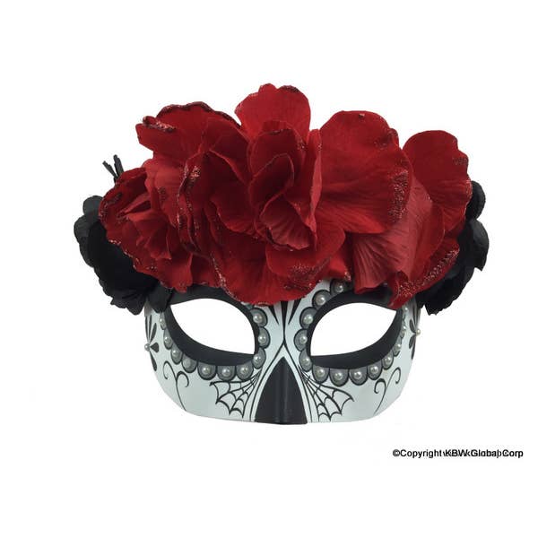 KBW Global Corp. - Wholesale Costume - Unisex - Day of the Dead Floral Half Mask