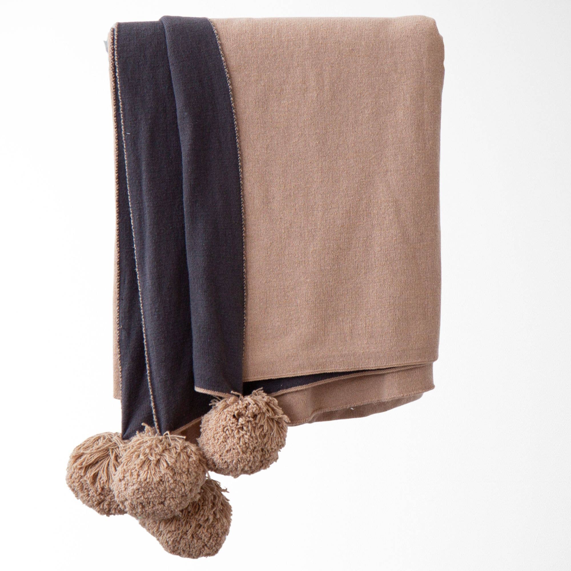 Tajik  Home  LLC - Wholesale Throw Blanket - Dakota Pom Pom Knit Throw Blanket – Double-Sided, Soft 0