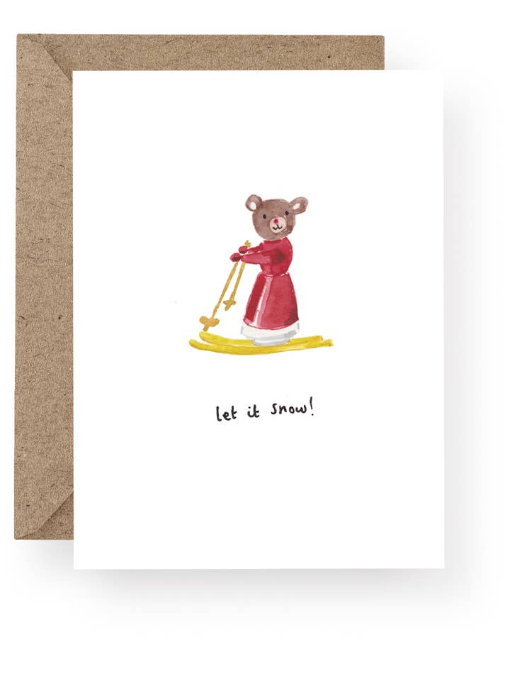 Ski-ing Bear Hot Foil Christmas Card for wholesale by Western Sketch