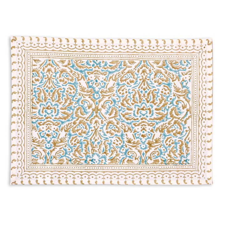 Perilla Home - Wholesale Placemat - Athena Cotton Placemat Set of 4 Blockprint1