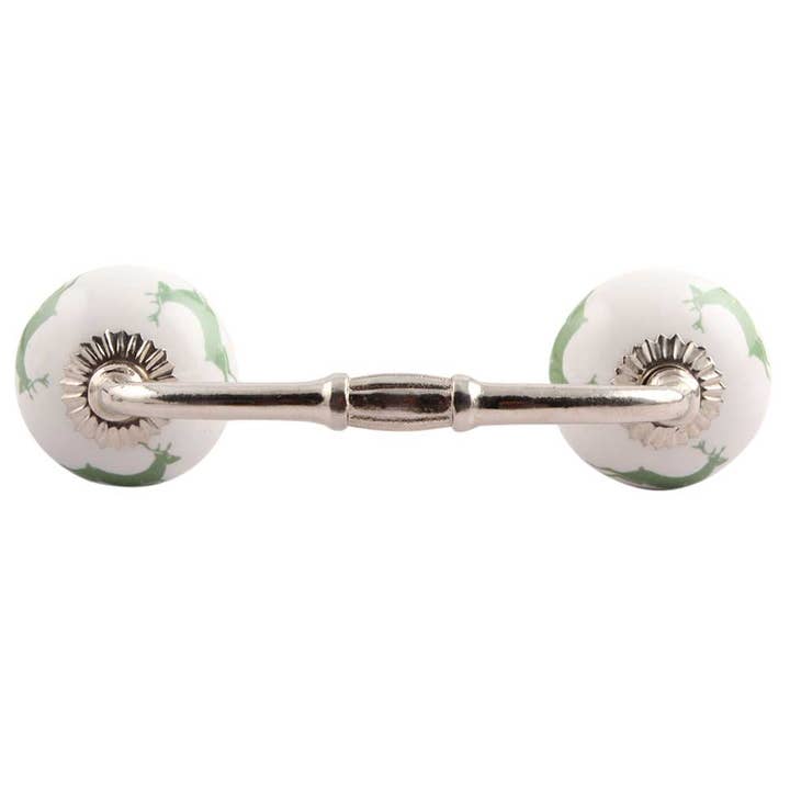 12 Piece Ceramic Green Unique Antique Door Handle Pull for wholesale by Daana Paani LLC