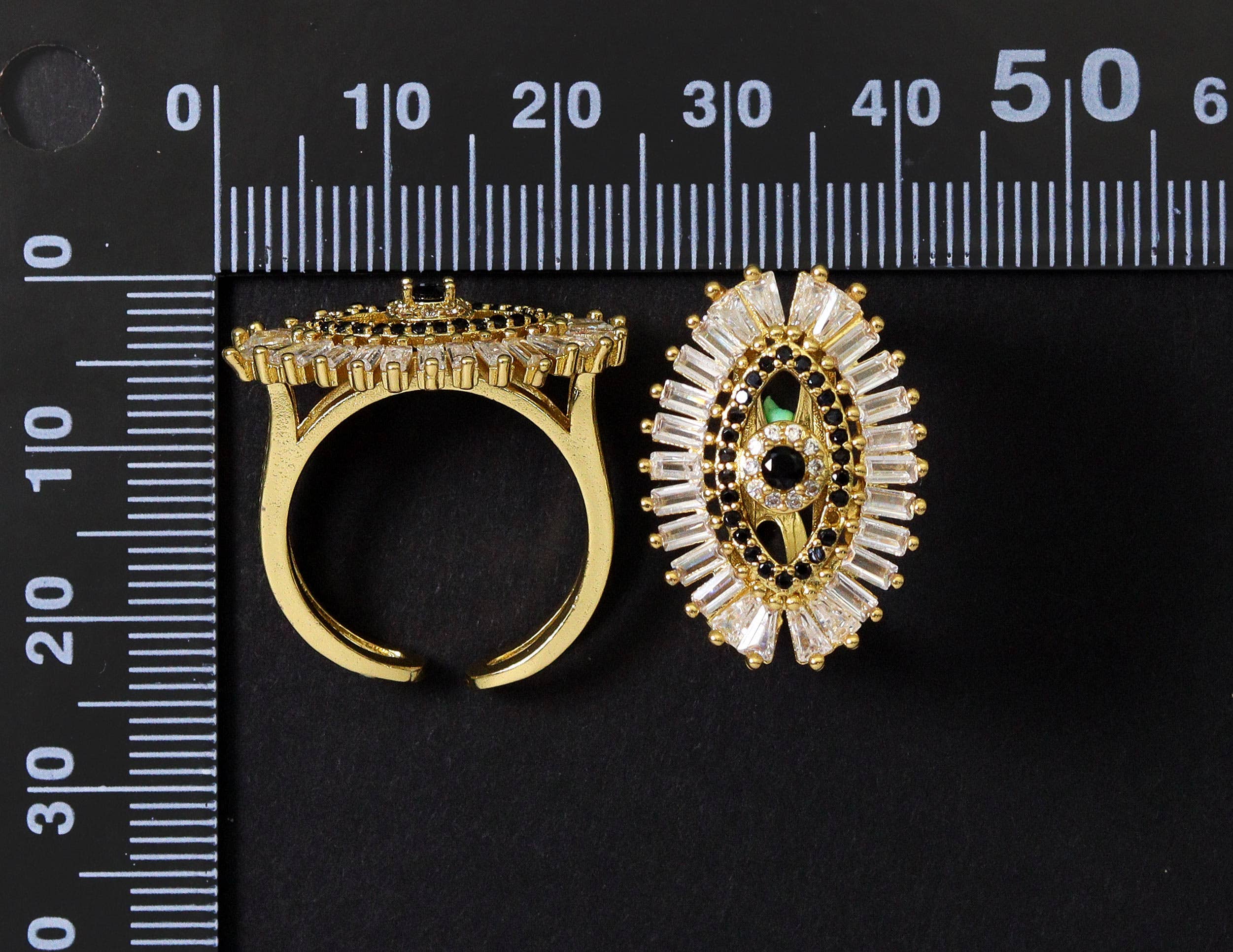 BestBeads&Beyond - Vente Bague de cocktail/de cérémonie - Bague CZ Pave Evil Eye, Sku #B1522