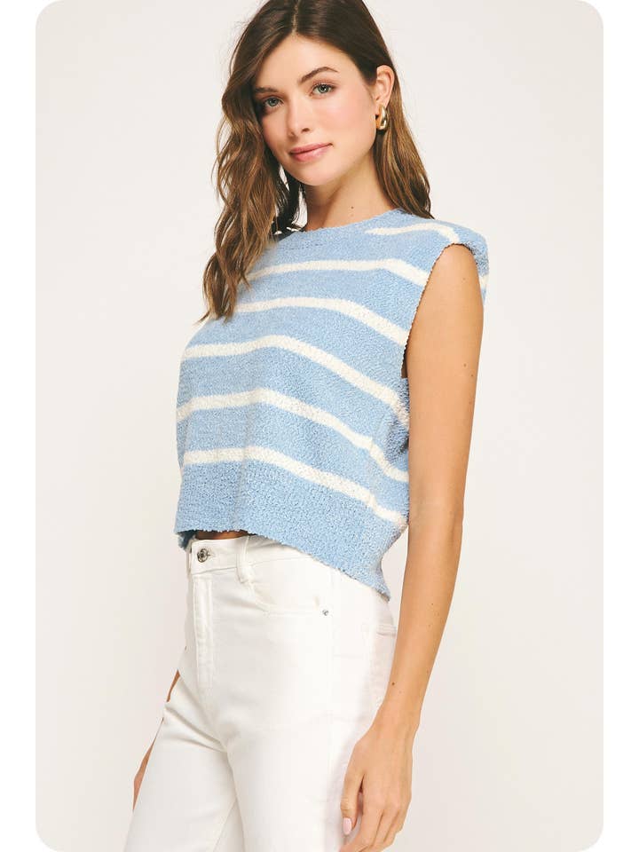 Strut & Bolt - Wholesale Tank Top - Women's - Shoulder Pad Sleeveless Textured Striped Knit Top32