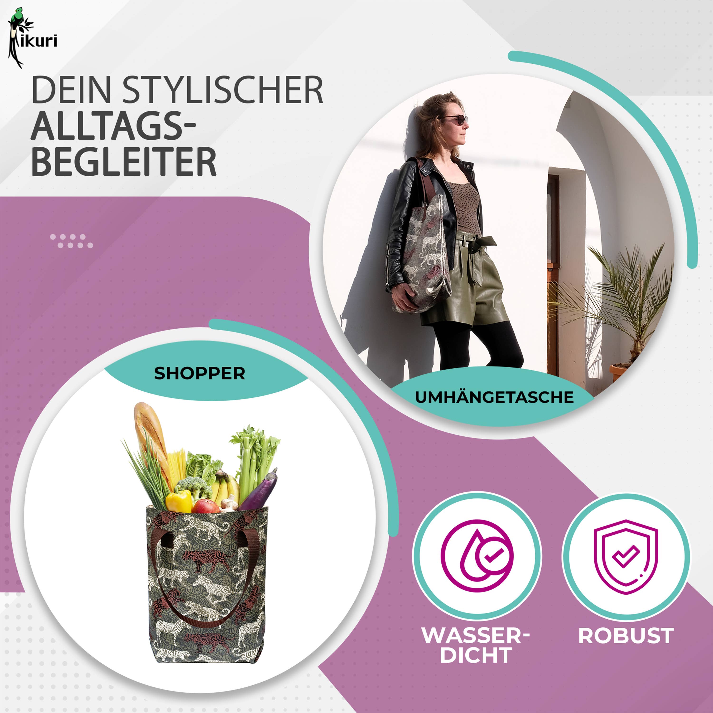 Ikuri - Wholesale Grocery/Shopping Bag - Shopper bag made of tarpaulin - Tote bag Animals1