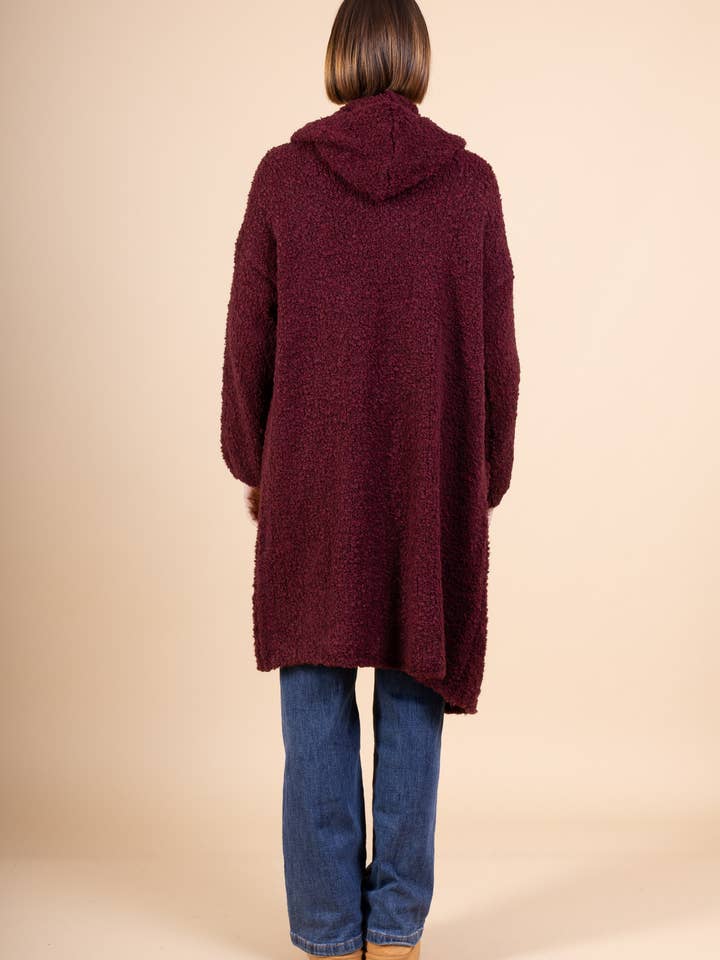 Pépouz' Paris - Wholesale Cardigan - Women's - Long hooded cardigan in bouclé knit PV25588