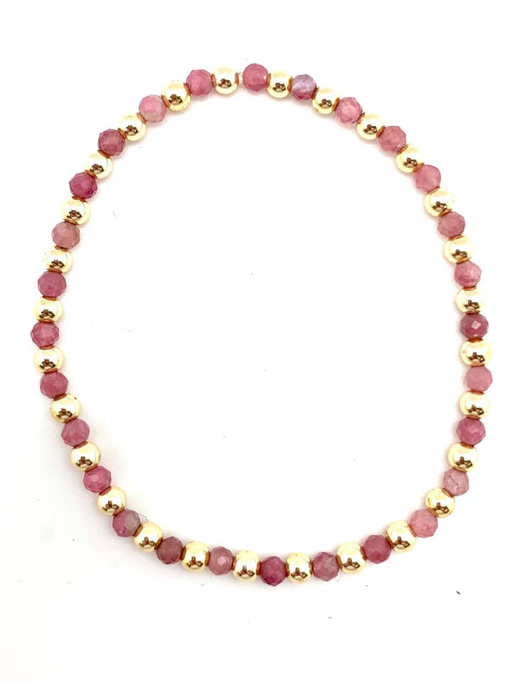 Pippi stretch bracelet- pink tourmaline for wholesale by In2 design