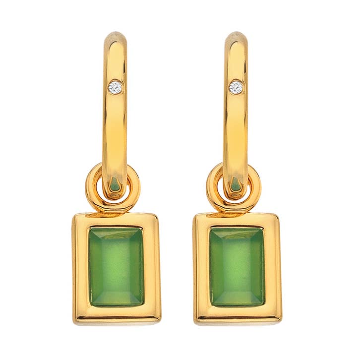 HDXGEM Rectangle Earrings - Green Agate for wholesale by Hot Diamonds