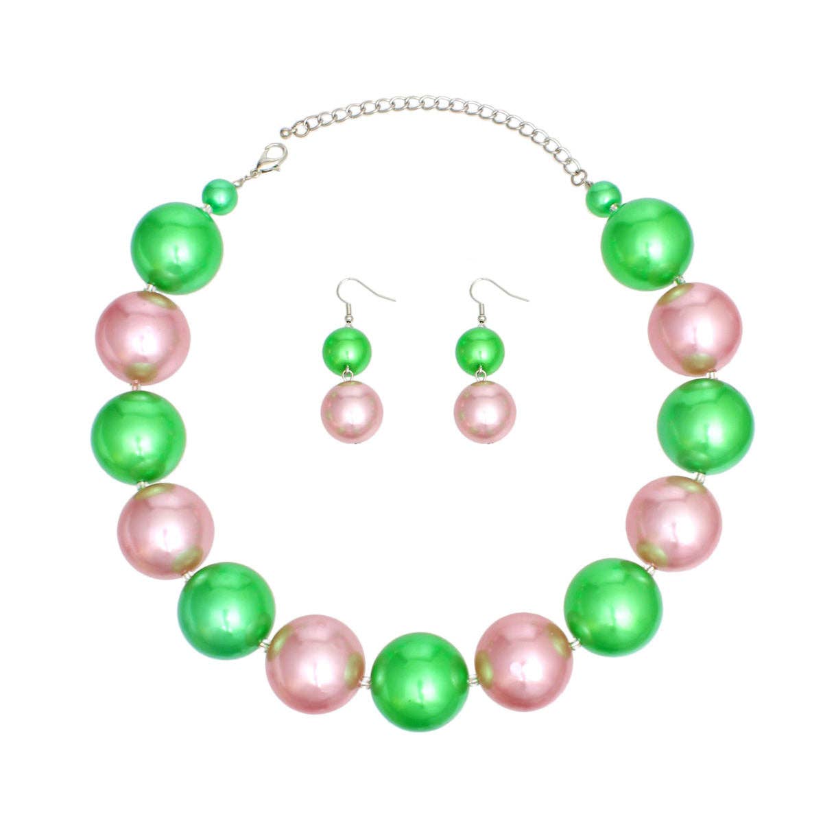 AKA Sorority Pink Green 30mm Jumbo Pearl Set for wholesale on Faire1