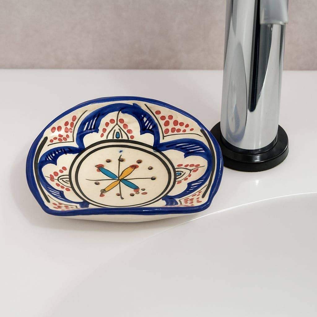 Etnico del Mondo - Wholesale Bath Soap Dish - Hand-Painted Moroccan Ceramic Soap Dish Safi0