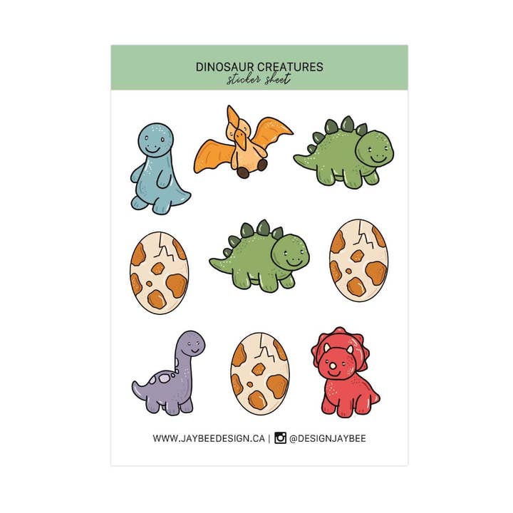 Feuille de mini-autocollants dinosaures pour la vente par Jaybee Design