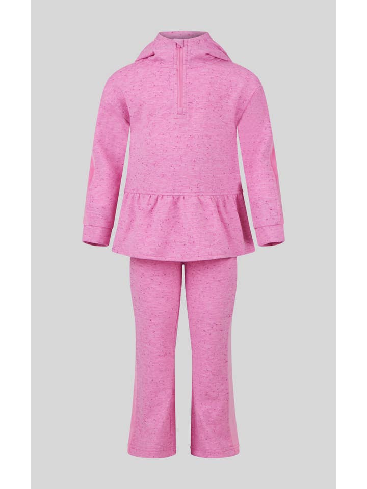 90 Degree by Reflex & Yogalicious - Wholesale Top & Pant Set - Kids - Little Girls Confetti Half Zip and Flare 2 PC Set3