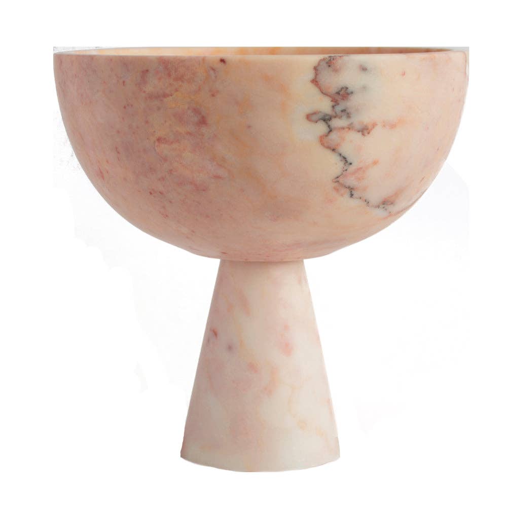 Kiwano Concept - Wholesale Decorative Plate/Dish/Bowl - PINK MARBLE PEDESTAL BOWL XL3