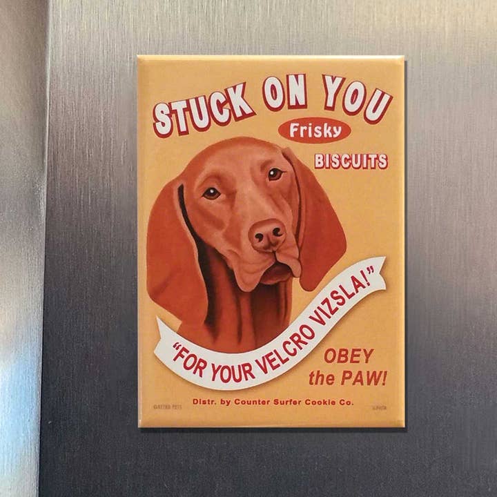 Retro Pets - Wholesale Magnet - Vizsla 'Stuck on You' Refrigerator Magnet 4-Pack1