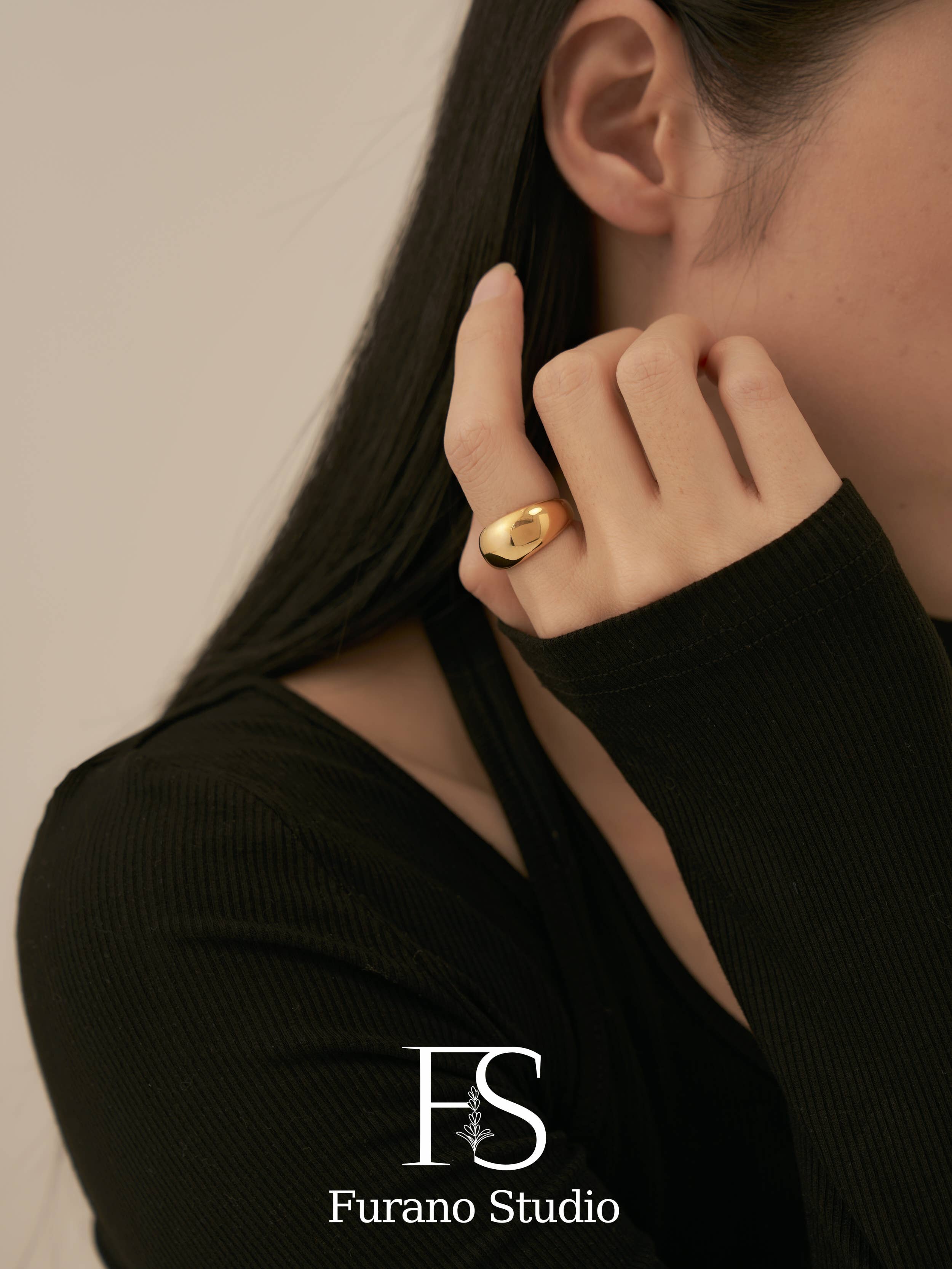 Furano Studio - Wholesale Band/Stacked Ring - Gold Bubble Circle Ring5