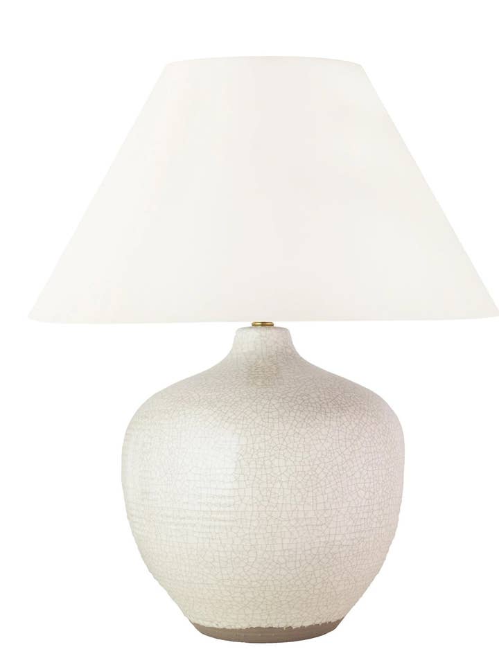 Montgomery Table Lamp, Rustic White with Empire Lampshade for wholesale by Fox Mill Lighting & Supply Co.
